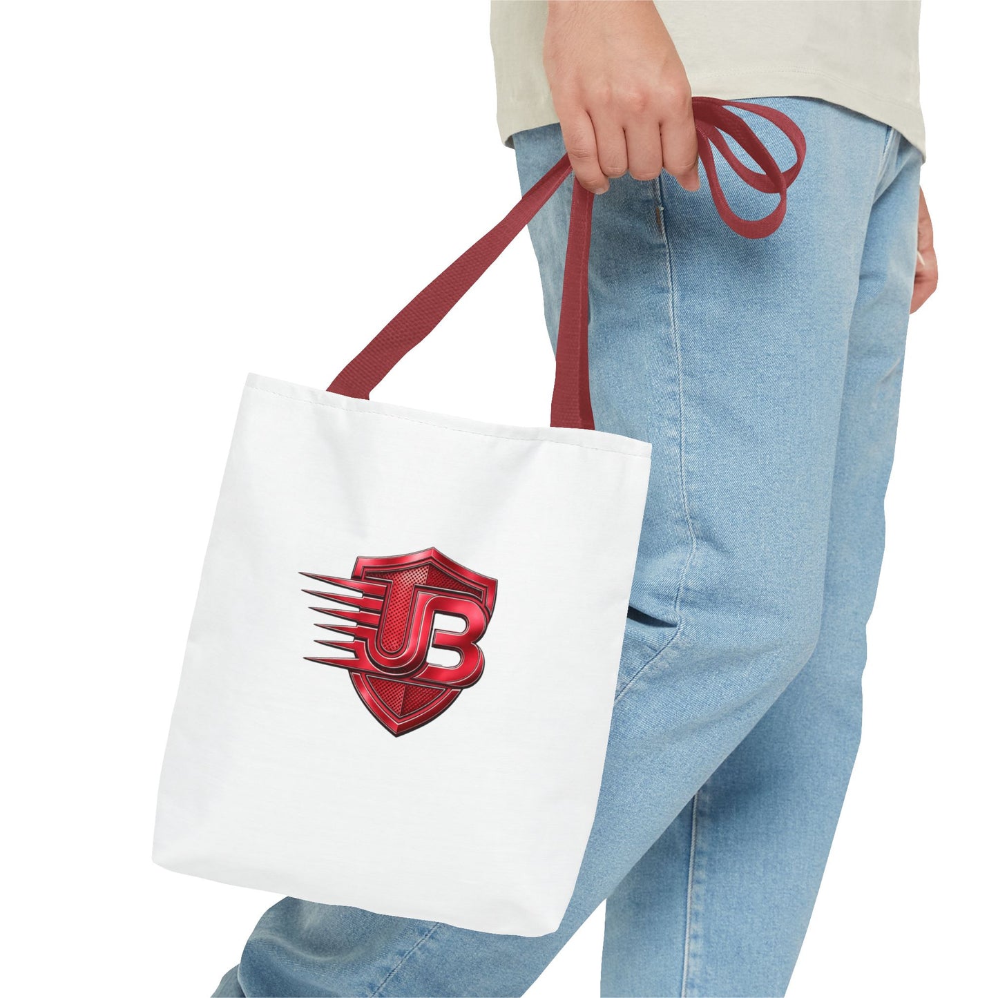 Red Shield JB Logo Tote Bag — Branded Lightweight Cotton Carryall