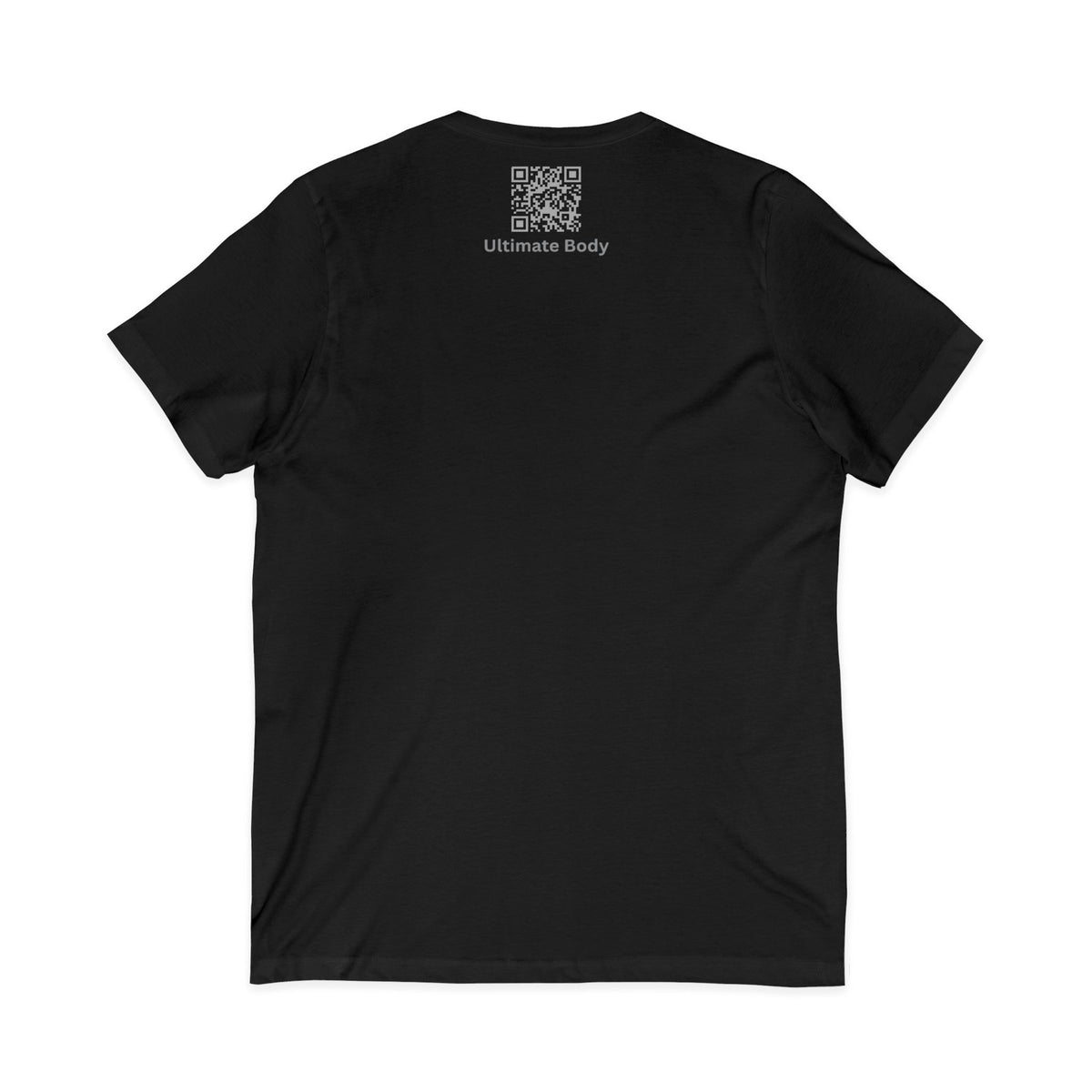 V-Neck Tee — 'Ultimate Body' QR Chest & Back Minimalist Fitness Design