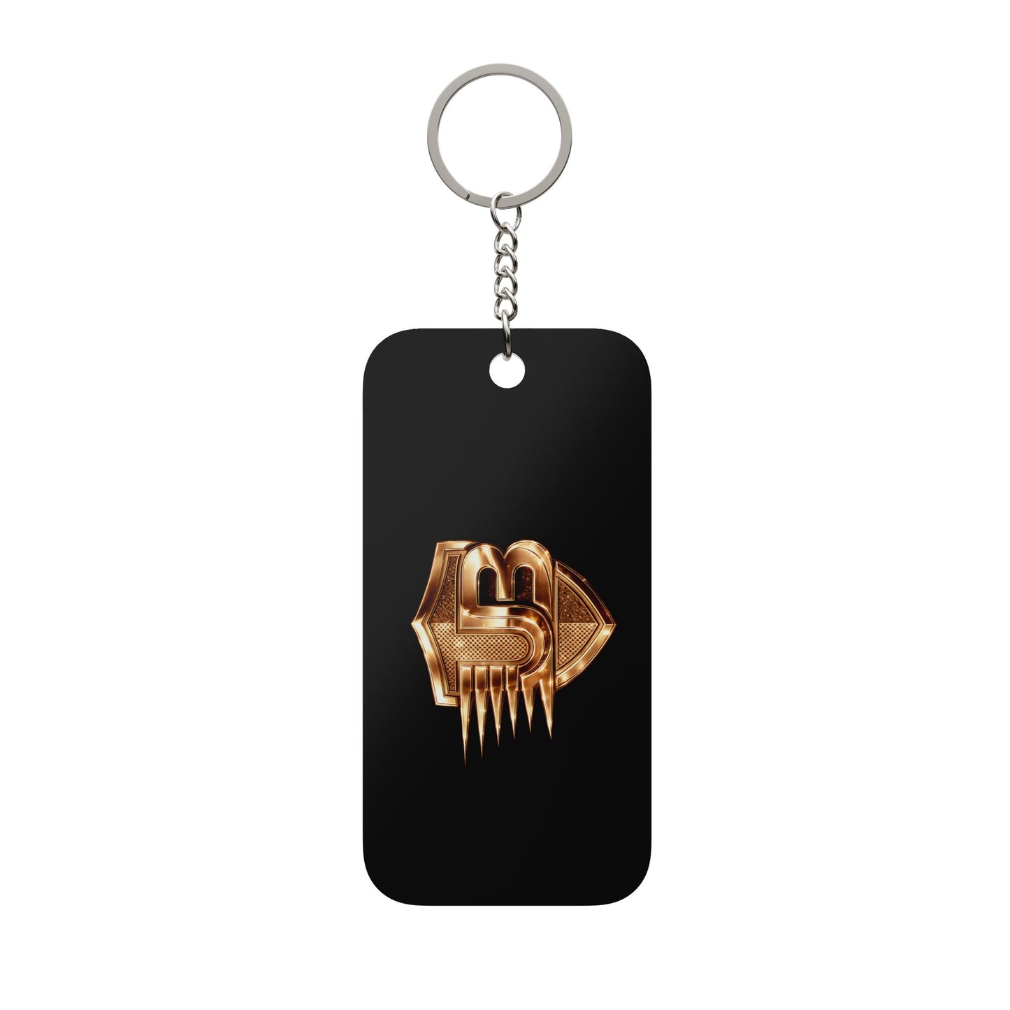 Metallic Gold Crest Keychain Charm — Double-Sided Decorative Keyring