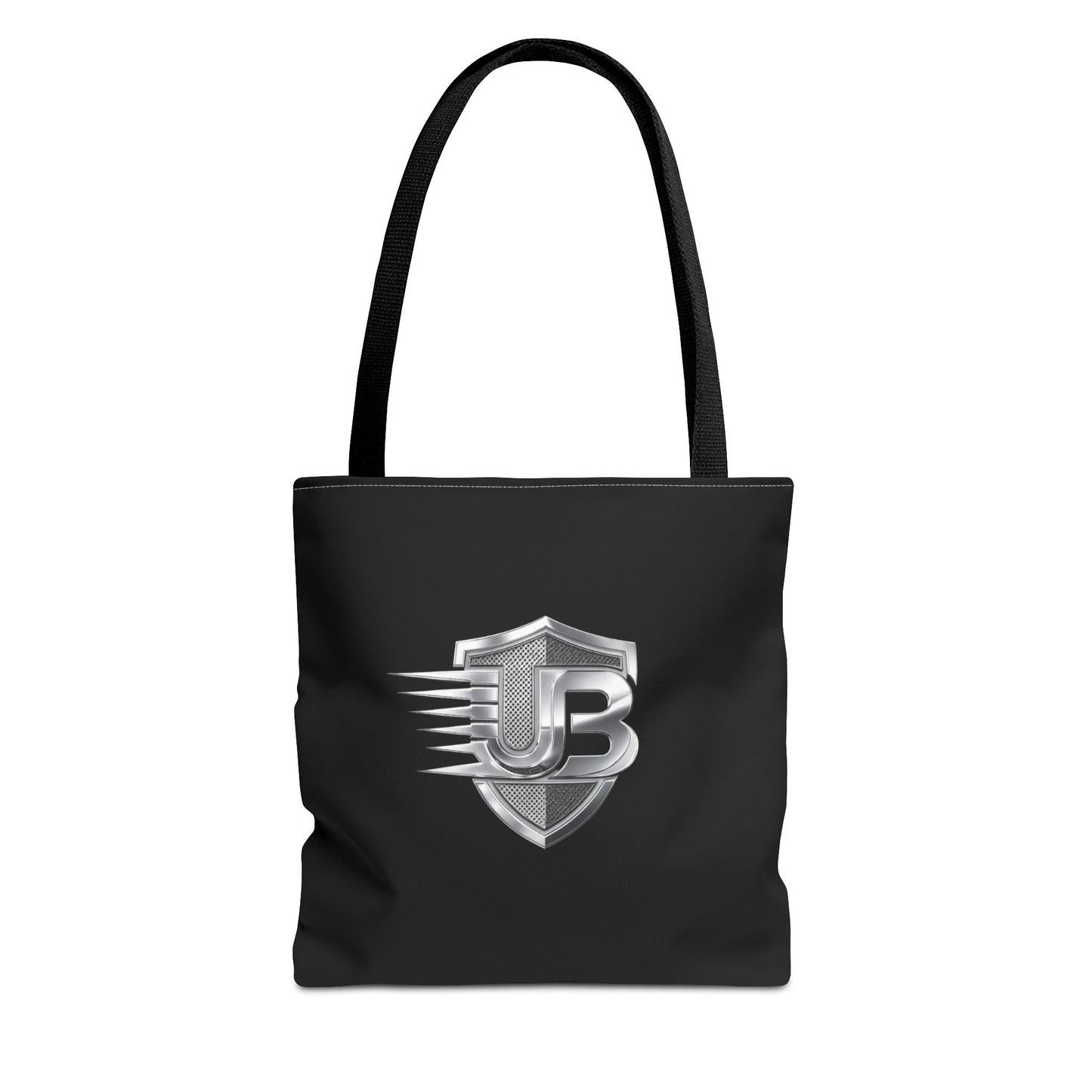 Shield Logo Tote Bag — Black Urban Badge Tote with 'UB' Emblem