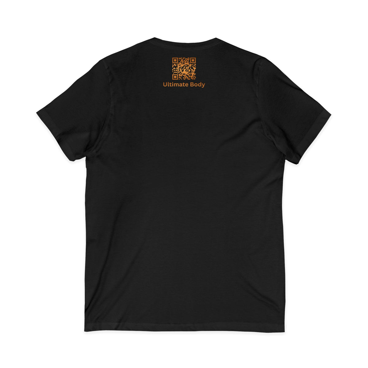 V-Neck Tee — Small Gold Lion Crest & 'Ultimate Body' Back QR Accent
