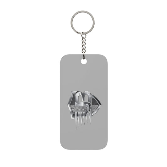 Metallic Drip Logo Keychain Charm — Double-Sided Rectangle Keyring