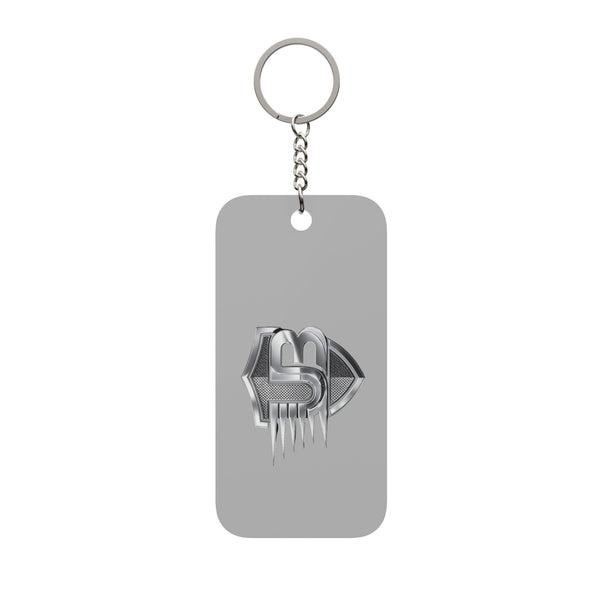 Metallic Drip Logo Keychain Charm — Double-Sided Rectangle Keyring