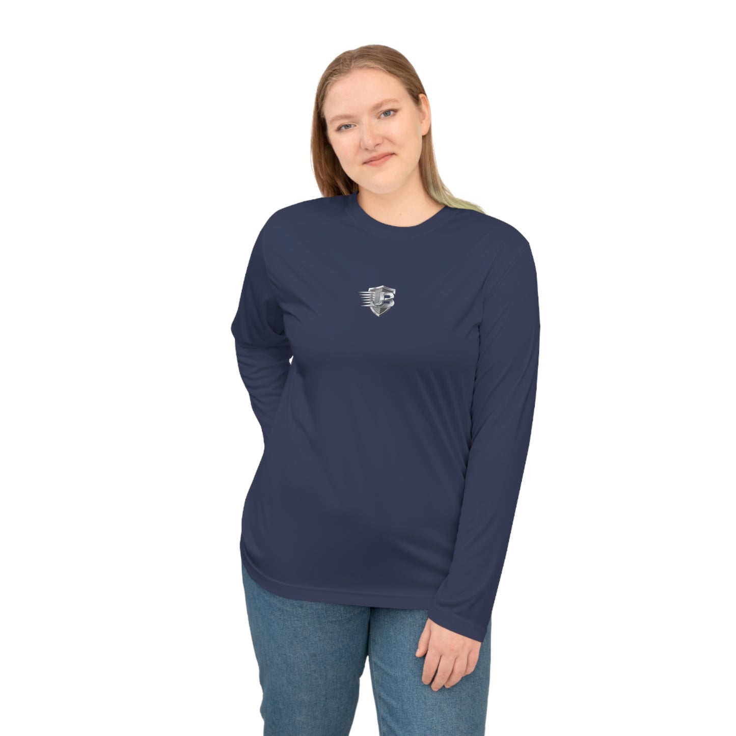 Performance Long Sleeve Shirt — Minimal Shield Chest + QR Code "Ultimate Body" Back