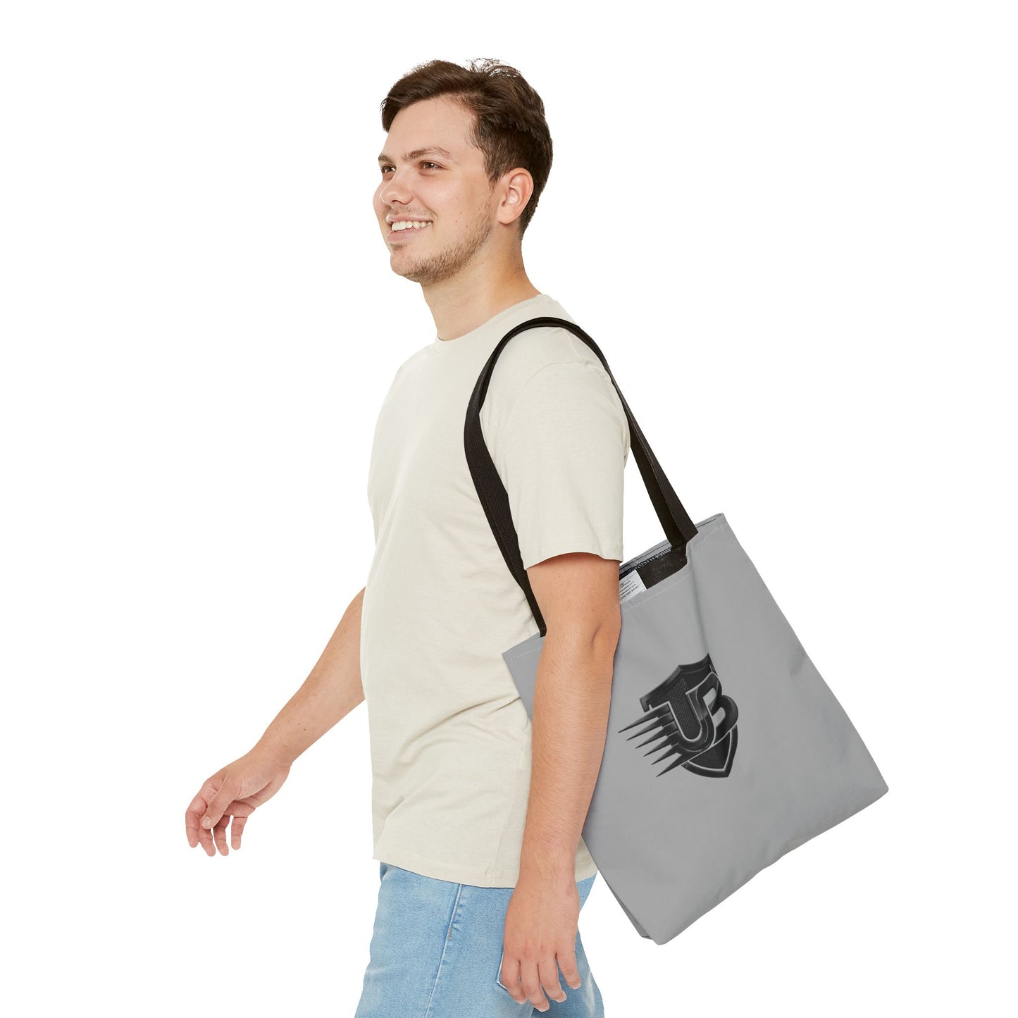 Urban Shield Logo Tote Bag — Branded Grey All-Over Print Tote