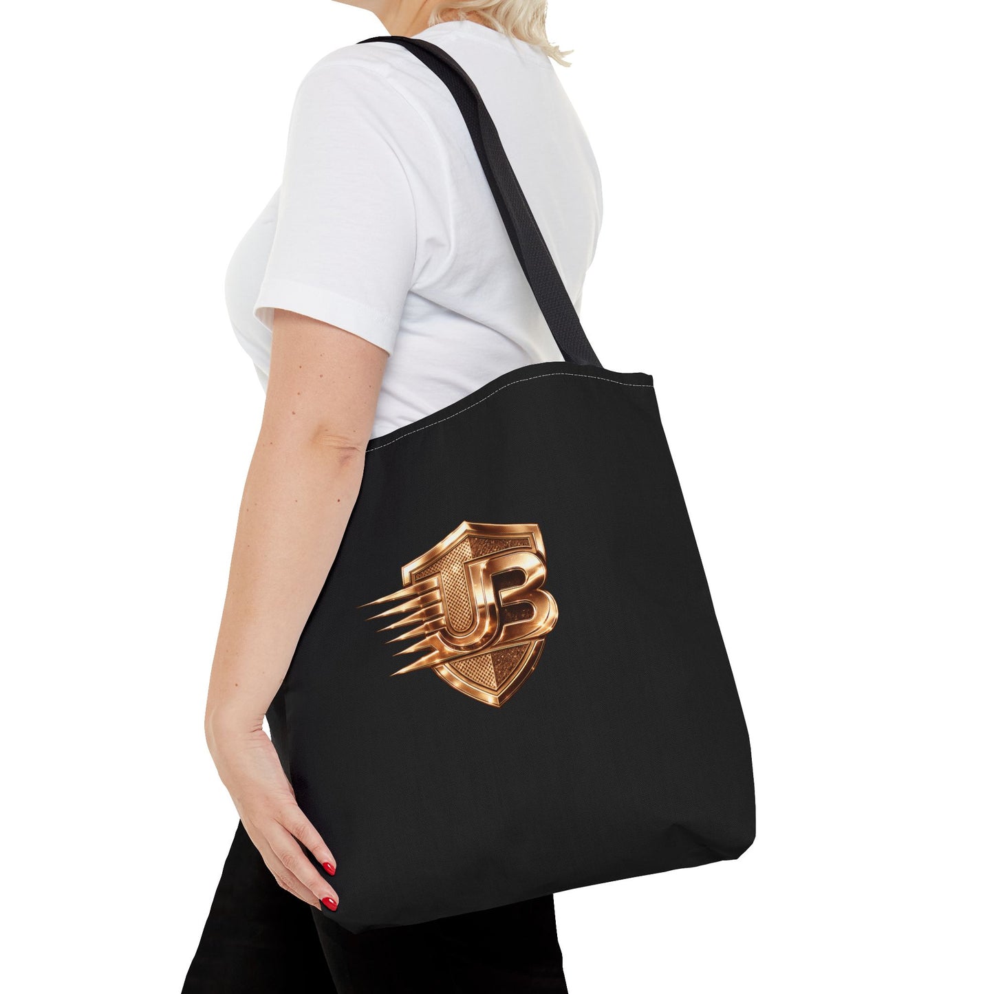 Ultimate Body QR Tote Bag — Black Logo Shield Design