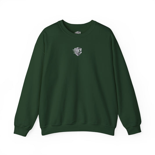 United States Shield Crewneck Sweatshirt — Subtle Black Emblem on Forest Green