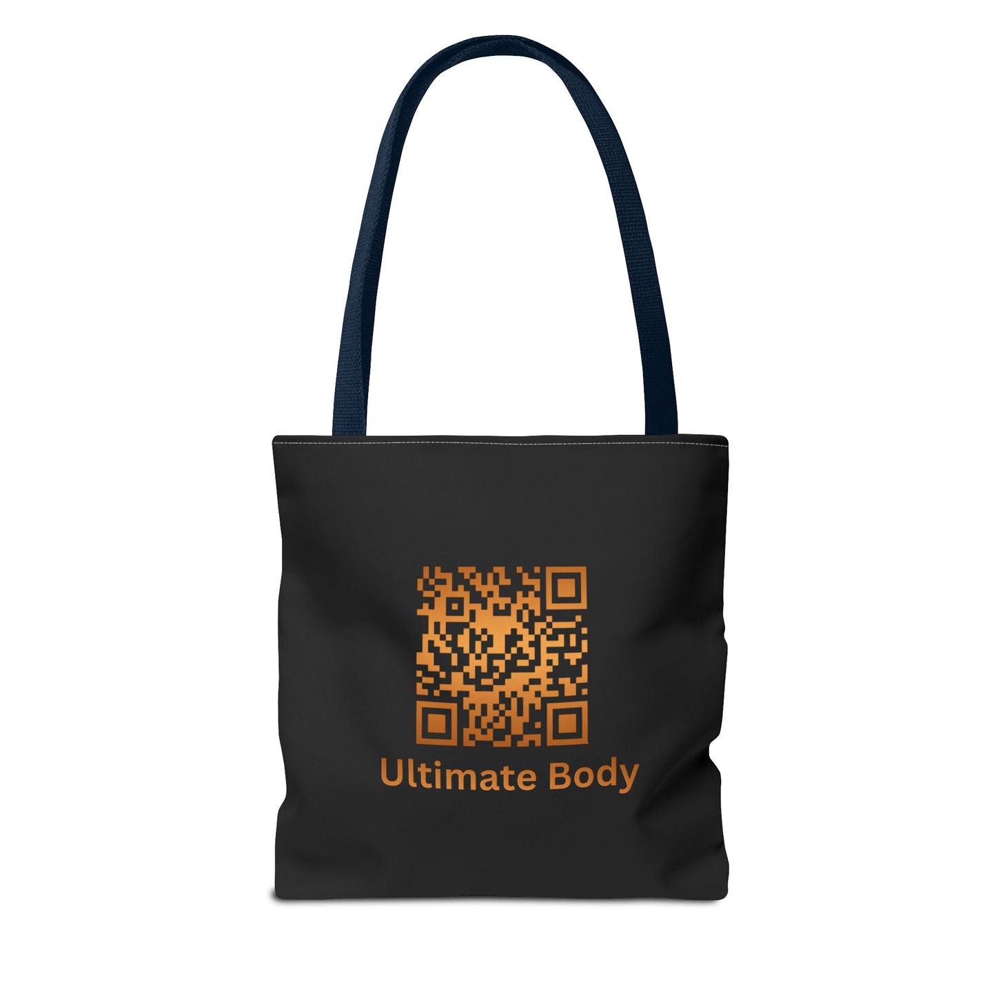 Ultimate Body QR Tote Bag — Black Logo Shield Design