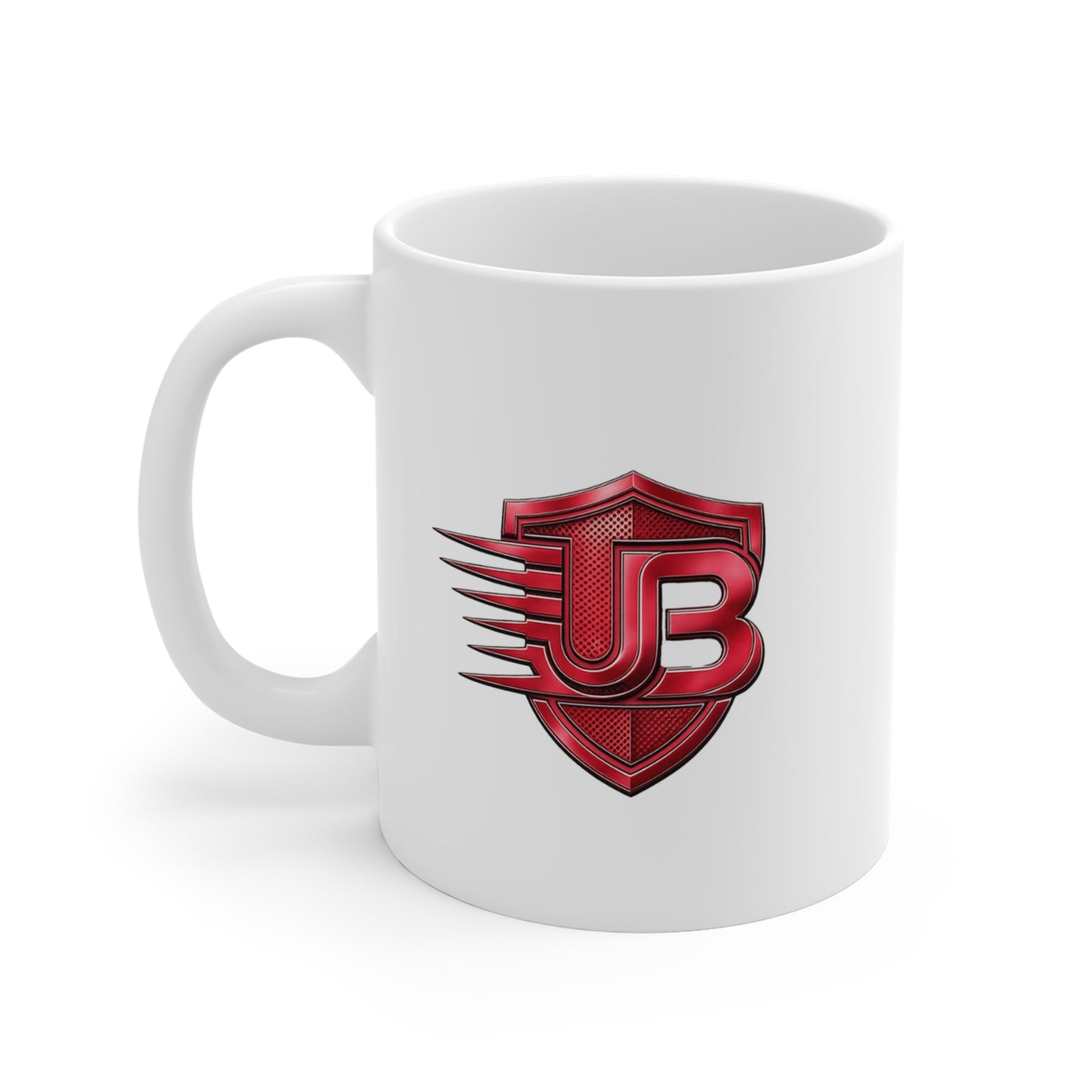 Superhero Shield Logo Mug — Red UB Emblem 11oz