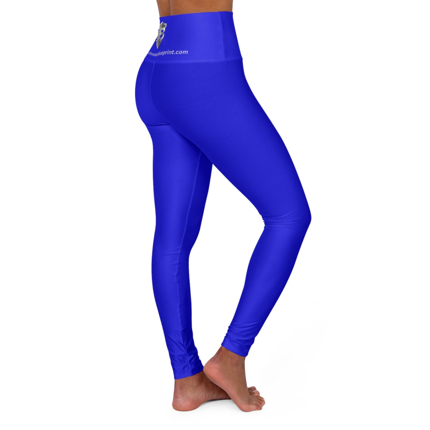 High-Waisted Yoga Leggings — Blue Logo Activewear