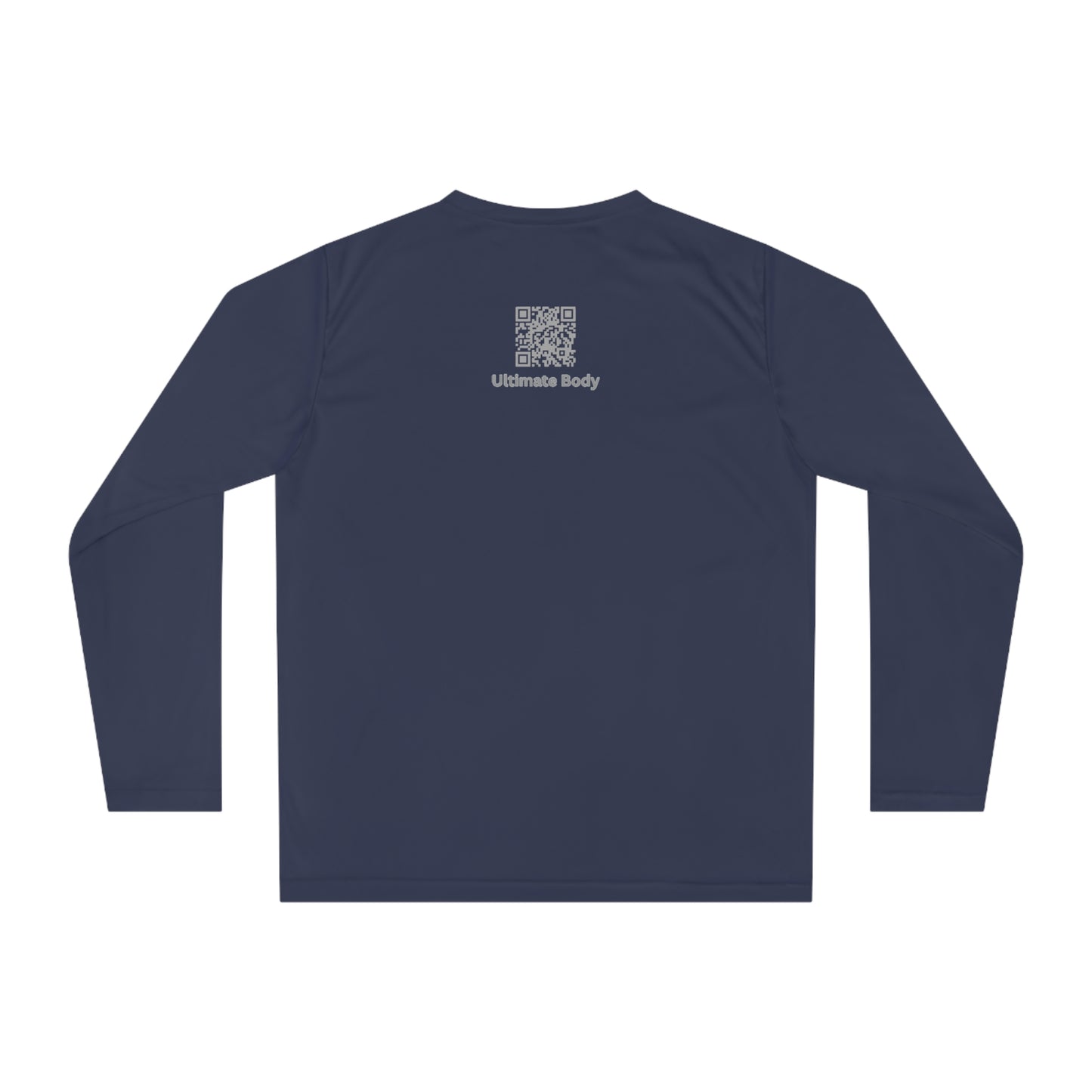 Performance Long Sleeve Shirt — Minimal Shield Chest + QR Code "Ultimate Body" Back