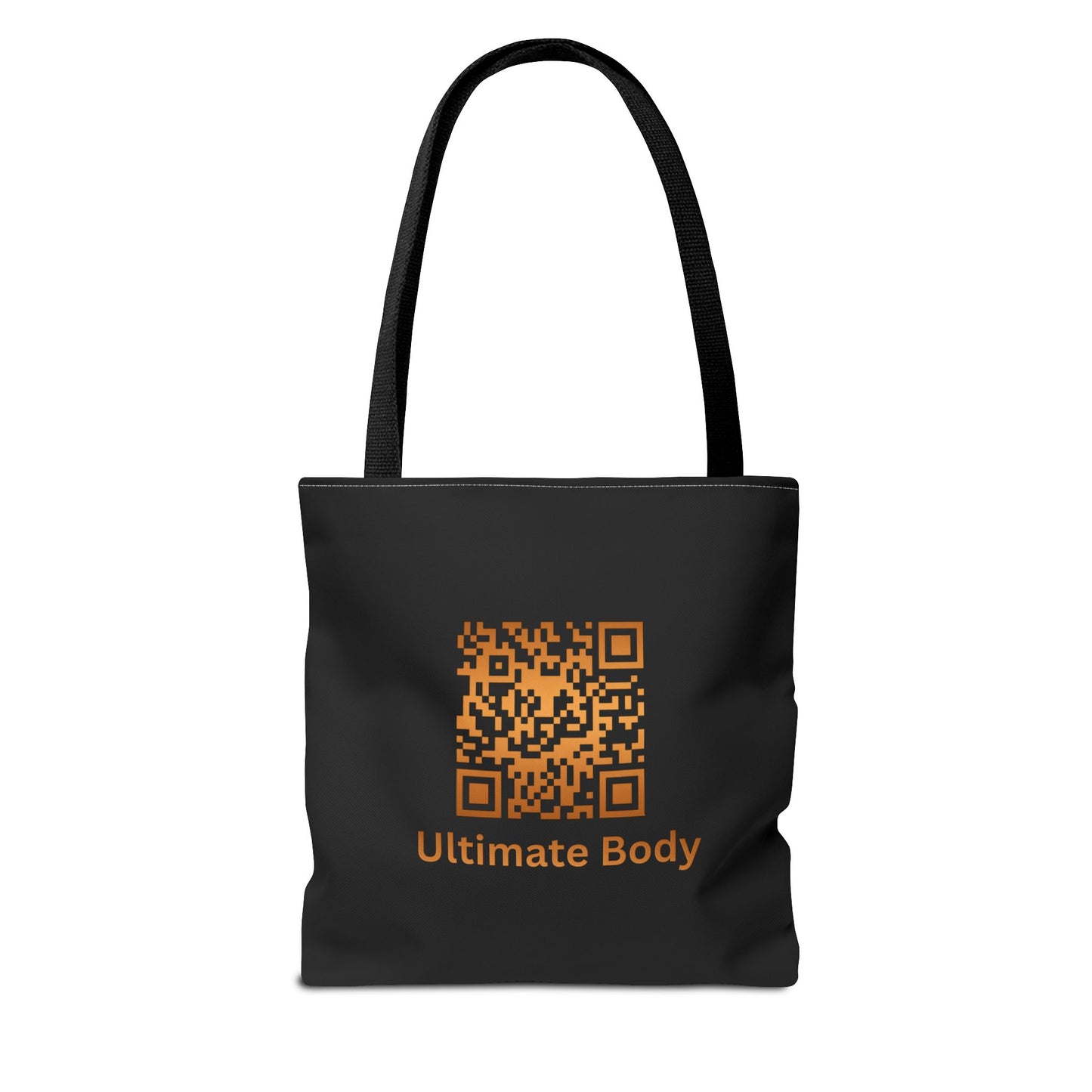 Ultimate Body QR Tote Bag — Black Logo Shield Design