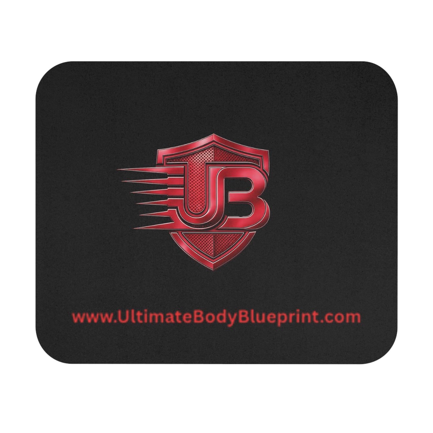 Red Metallic JB Shield Mouse Pad – Gaming Desk Mat, Sleek Black Rectangle