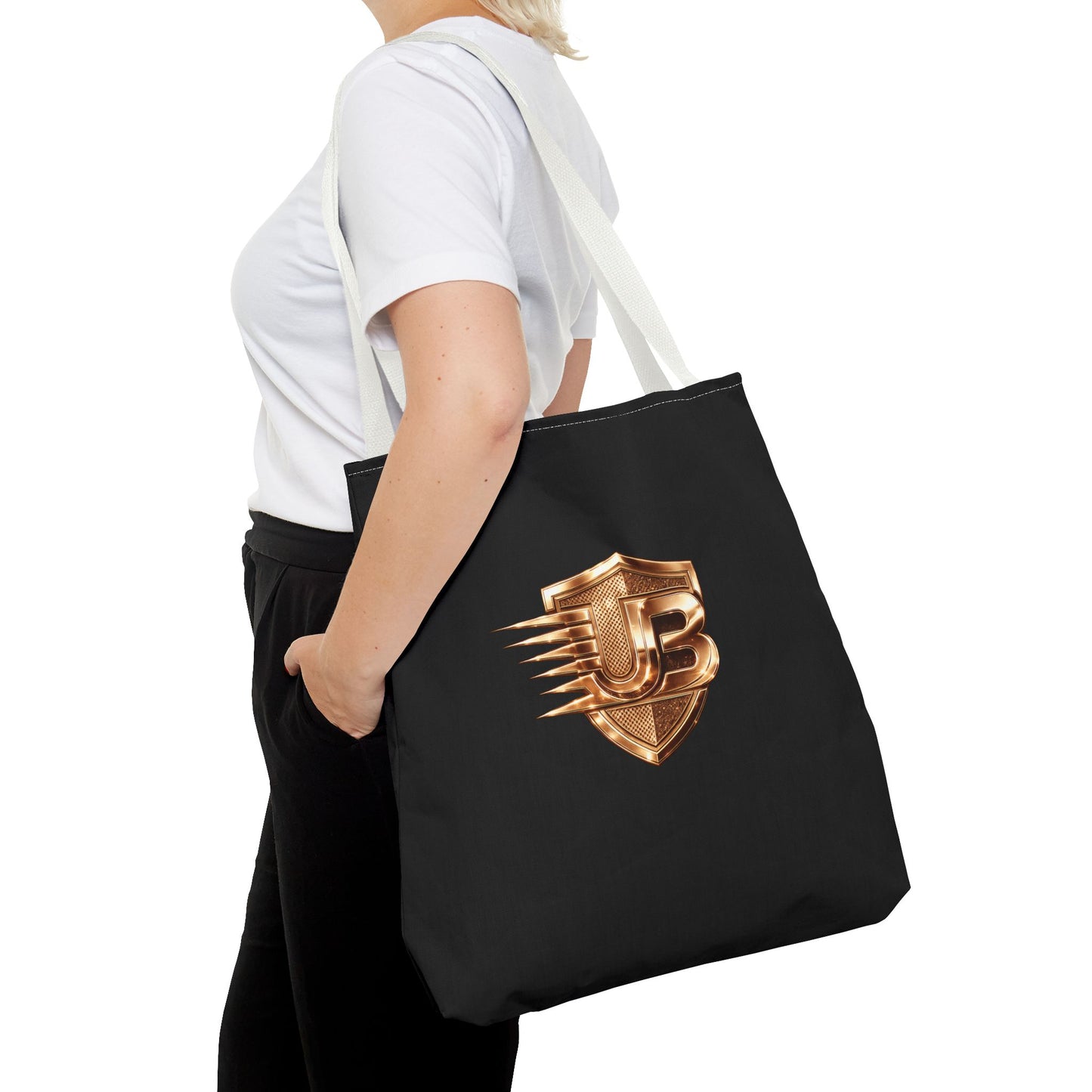 Ultimate Body QR Tote Bag — Black Logo Shield Design