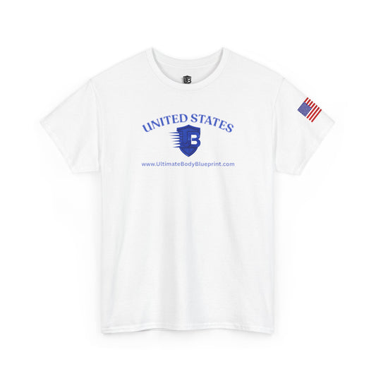 United States Logo T-Shirt — USA Flag Sleeve Tee with 'United States' Text