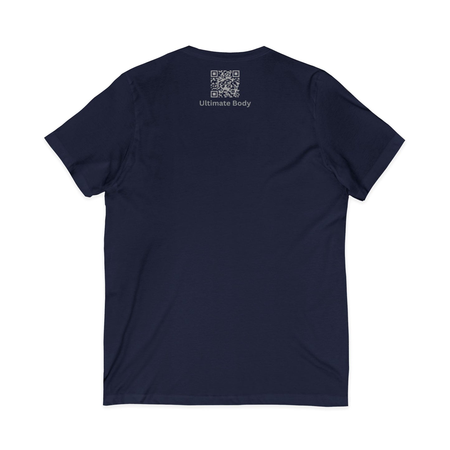 Men's Fitness V‑Neck Tee with 'Ultimate Body' QR Back — Gym Motivation Shirt